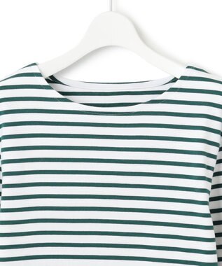 23区 【洗える】Armor-lux スムース ボーダー カットソー オフ×グリーンボーダー