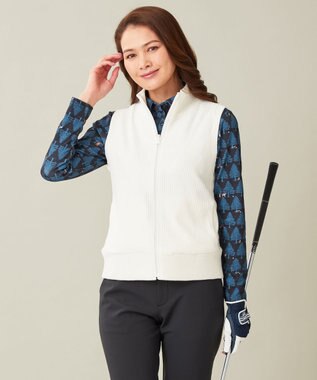23区GOLF 【WOMEN】ストレッチモール リバーシブル ベスト 1着で2着分のお得感 温度調節に◎ ホワイト系