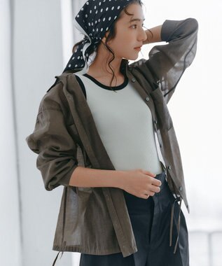 23区 L 【見上愛さん着用】ナイロンコットンシアーボイル ドロストシャツ