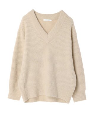 AMERICAN HOLIC モールヤーン片畦Ｖネックニットプルオーバー Light Beige