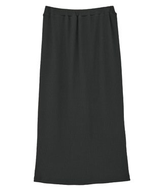 earth music&ecology 【コットン混】カットリブナロースカート Black