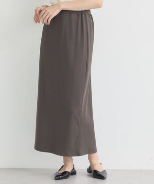 earth music&ecology 【コットン混】カットリブナロースカート Charcoal Gray