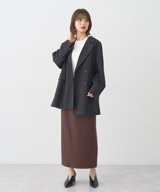 earth music&ecology 【コットン混】カットリブナロースカート Brown