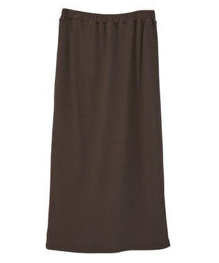 earth music&ecology 【コットン混】カットリブナロースカート Brown