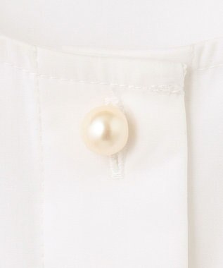 組曲 【洗える】C/Nyブロードノーカラー シャツ アイボリー系