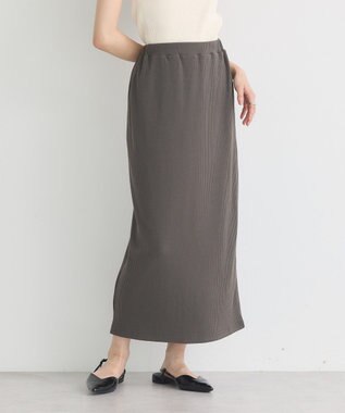 earth music&ecology 【コットン混】カットリブナロースカート Charcoal Gray