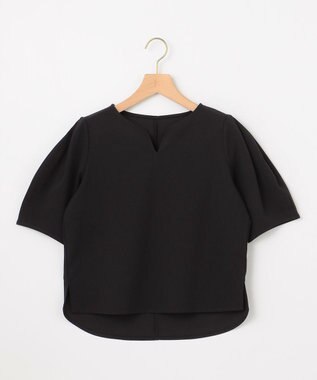 組曲 S 【WEB限定】ジョーゼットジャージーランタンスリーブ5分袖 ブラウス ブラック系