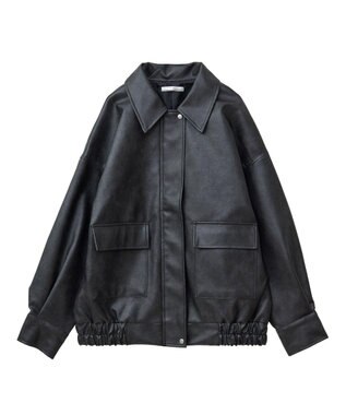 Green Parks ・ＥＬＥＮＣＡＲＥ　ＤＵＥ　合皮ステンカラーブルゾ Black