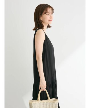 Green Parks Ｉ　ノースリスモッキング切替ワンピース Black