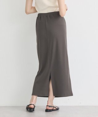 earth music&ecology 【コットン混】カットリブナロースカート Charcoal Gray