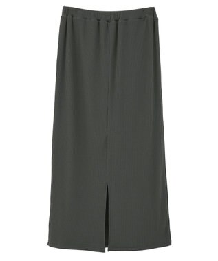 earth music&ecology 【コットン混】カットリブナロースカート Charcoal Gray