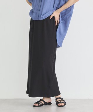 earth music&ecology 【コットン混】カットリブナロースカート Black