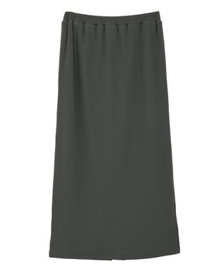 earth music&ecology 【コットン混】カットリブナロースカート Charcoal Gray