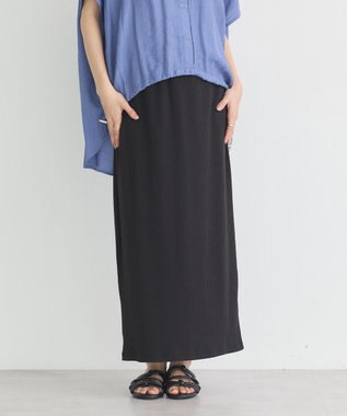 earth music&ecology 【コットン混】カットリブナロースカート Black