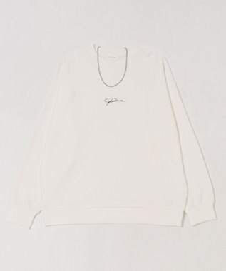 WEGO 【ユニセックス着用ITEM/2点SET/MLサイズ展開】アクセ付きフォトグラフィックプルオーバー ホワイト