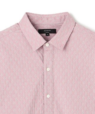 JOSEPH HOMME 新柄【ストレッチ】ハムサジャガードストレッチ　レギュラーカラー半袖シャツ ピンク系
