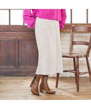 MODE ET JACOMO <carino>【レイン対応】フレアヒールサイドゴアブーツ ブラウン