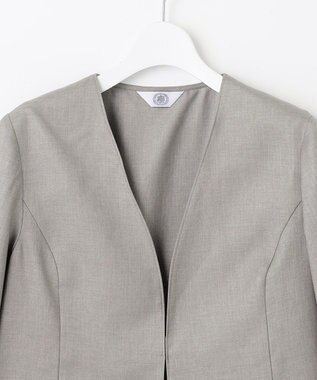 J.PRESS LADIES 【セットアップ対応・洗える・UVケア・速乾】 OXIJEWELストレッチ ノーカラー ジャケット ライトグレー系