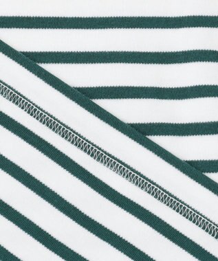 23区 【洗える】Armor-lux スムース ボーダー カットソー オフ×グリーンボーダー