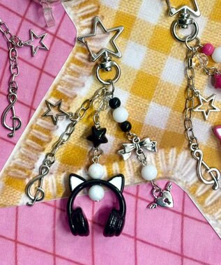WEGO ネコミミヘッドホンビーズキーホルダー