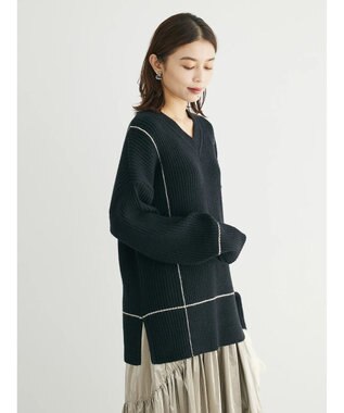 Green Parks ・Ｐｅｔｉｔ　Ｆｌｅｕｒ　Ｖネックラインニットチュニック Black