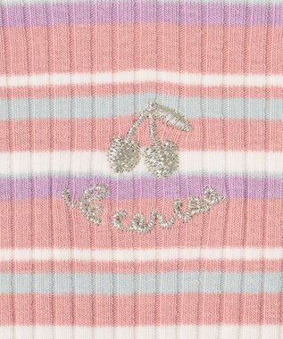 ANY KIDS 七分袖 テレコボーダー Tシャツ ピンク系