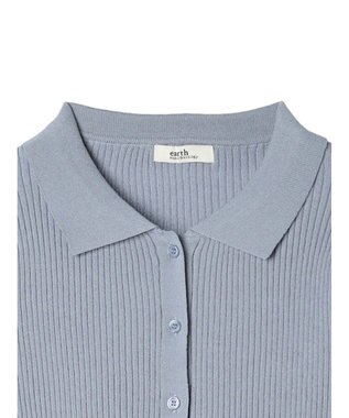 earth music&ecology リブコンパクトカーディガン Blue