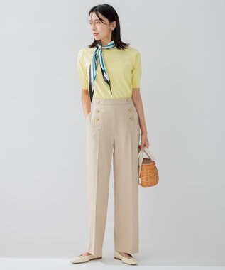 23区 L 【アンサンブル対応/洗える】プレミアム コットン 半袖 プルオーバー イエロー系