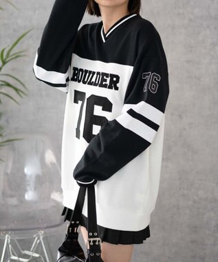 WEGO ナンバリングライン切り替えスウェット ブラックその他