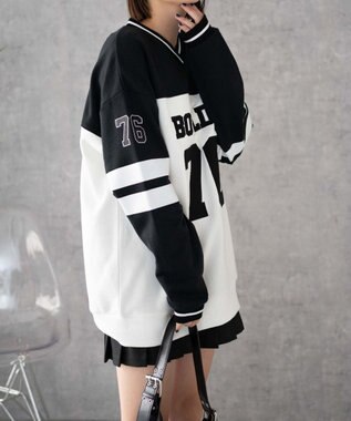 WEGO ナンバリングライン切り替えスウェット ブラックその他