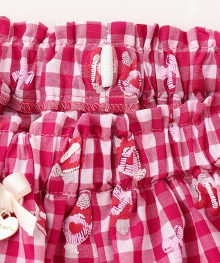 ANY KIDS ギンガム 発泡プリント スカート 赤系チェック