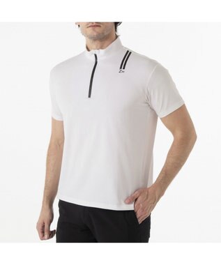 ZERO HALLIBURTON 【吸水速乾・UVケア】 ダブルリブ着心地ジッパーモックネックTシャツ ZHG-M5S7d 82955 ホワイト