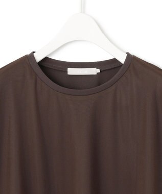 ICB 【接触冷感・UVケア・速乾・洗える】 チュールレイヤード カットソー チョコレート系