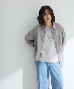 Green Parks 　・ＥＬＥＮＣＡＲＥ　ＤＵＥ　ラメシアー長袖シャツ Charcoal Gray