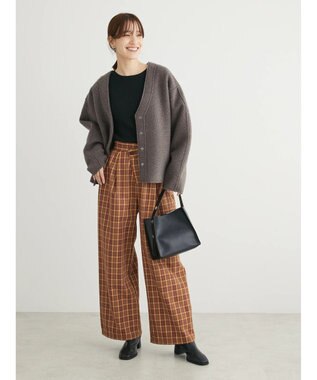 Green Parks ・ＥＬＥＮＣＡＲＥ　ＤＵＥ　ブークレＶネックカーデ Charcoal Gray