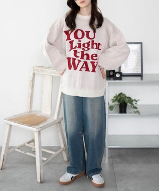 WEGO 【洗える】グラフィックニットBIGプルオーバー 柄1