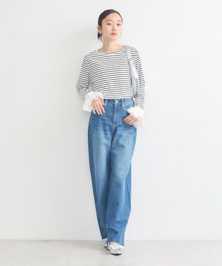 earth music&ecology フリルスリーブリブプルオーバー Border