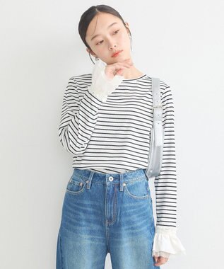 earth music&ecology フリルスリーブリブプルオーバー Border