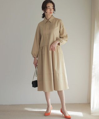 組曲 ソフトクロスピンタック ワンピース ベージュ系