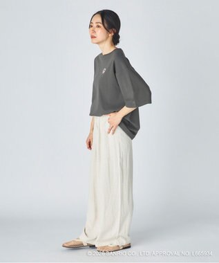 OP／FILA 【Ocean Pacific×ハローキティ】サガラ刺しゅうビッグTシャツ チャコールグレー