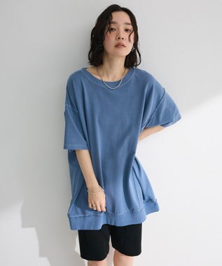 Green Parks ピグメント裏毛切りっぱなしチュニック Blue