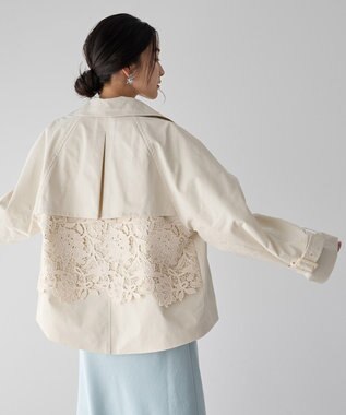 YECCA VECCA レースMIXショートトレンチコート Ivory