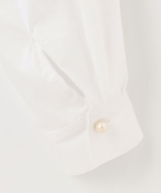 組曲 【洗える】C/Nyブロードノーカラー シャツ アイボリー系