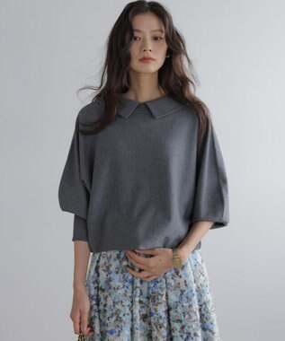 組曲 S 【加藤ローサさん着用 / 前後着用可】スムースストレッチロールネック ニット グレー系