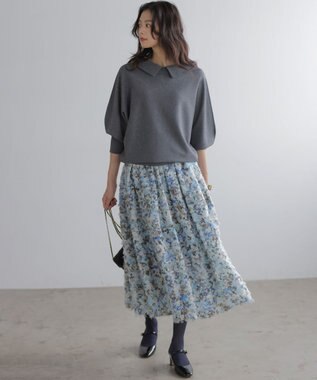 組曲 S 【加藤ローサさん着用 / 前後着用可】スムースストレッチロールネック ニット グレー系