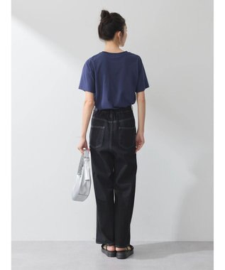 earth music&ecology 襟パール刺繍ロゴＴシャツ Navy