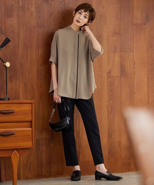 ICB 【洗える】ウール2WAYストレッチ テーパードパンツ ブラック系