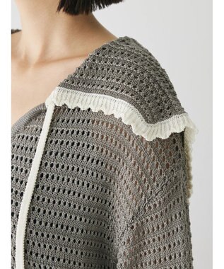 Green Parks クロシェ風セーラーカラーニット Gray