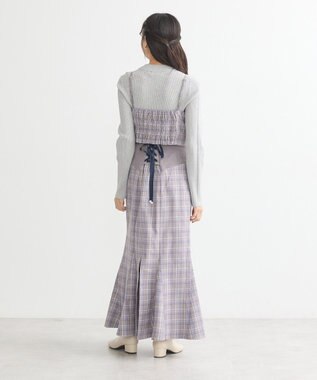 earth music&ecology リボンドレープビスチェ Check Blue