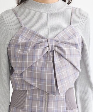 earth music&ecology リボンドレープビスチェ Check Blue